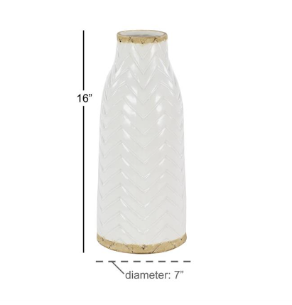 White Porcelain Vase with Brown Base (Various Sizes)