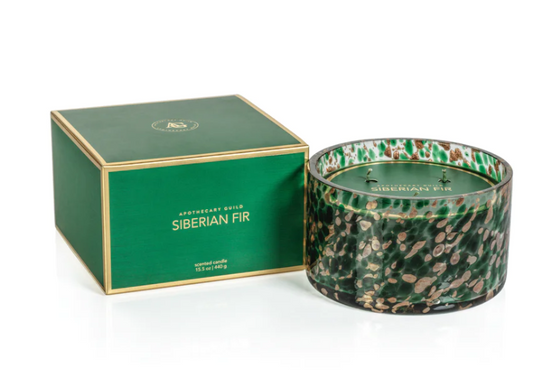 Spangled Glass Candle (Green/Gold)