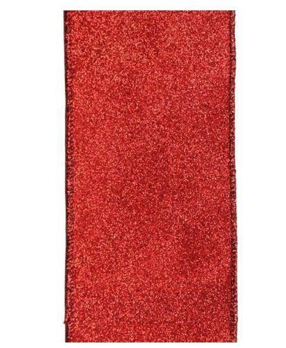 4" Shimmer Glitter Ribbon, Red