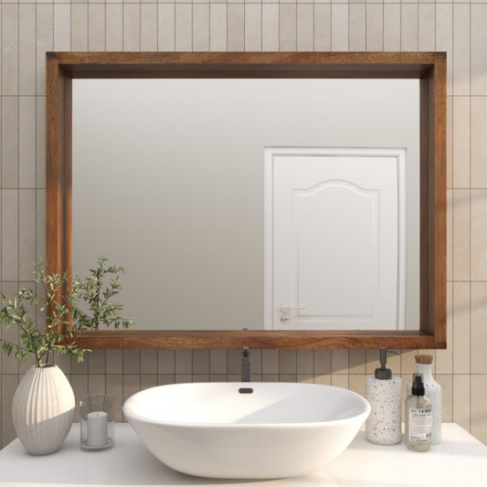 Medium Brown Mango Wood Wall Mirror
