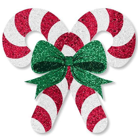 20" Glittered Double Candy Cane, Red/Emerald Green