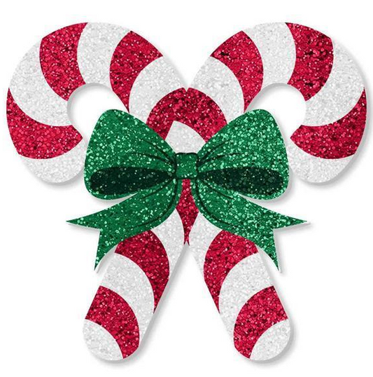 20" Glittered Double Candy Cane, Red/Emerald Green