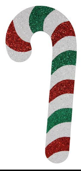 Glittered Eva Candy Cane, Red/Emerald Green