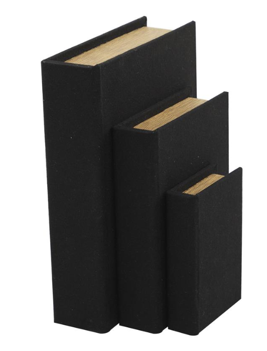 Black Linen Faux Books, Set of 3