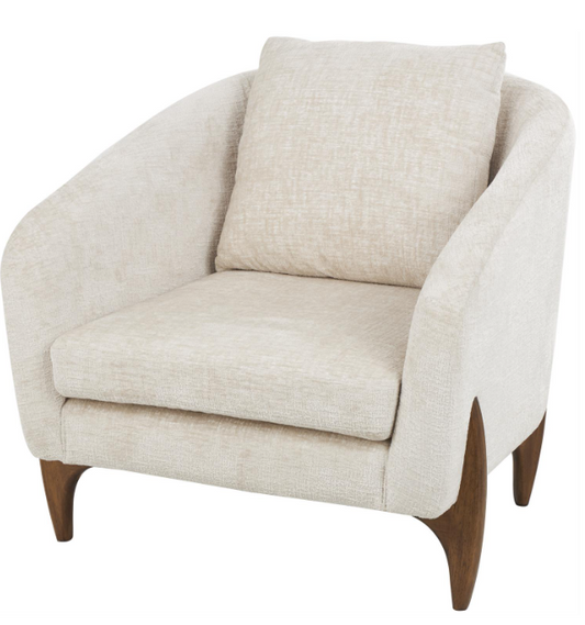 White Polyester Rounded Boucle Accent Chair