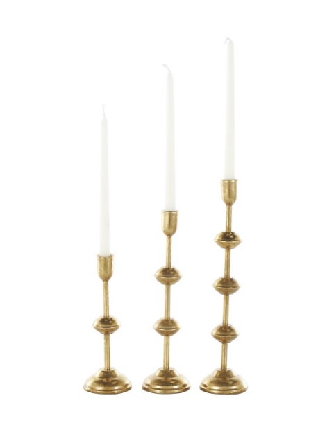 Gold Metal Slim Candleholders, Set of 3