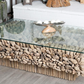 Natural Driftwood Pedestal Rectangular Coffee Table