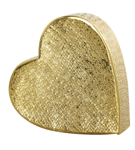 Gold Aluminum Heart Sculpture