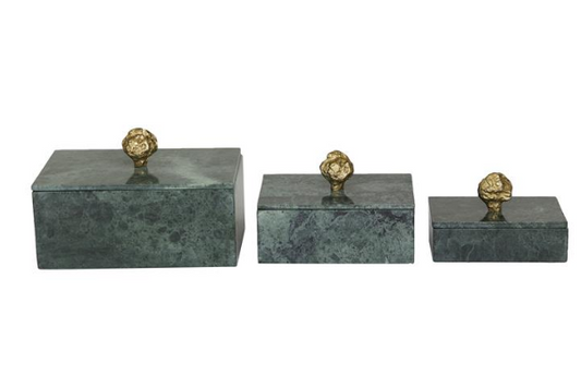 Green Marble Boxes, Set of 3