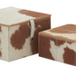 Brown Leather Cowhide Boxes, Set of 2