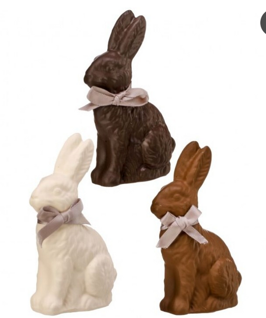 Resin Chocolate Bunny w/Bow (Various Colors)