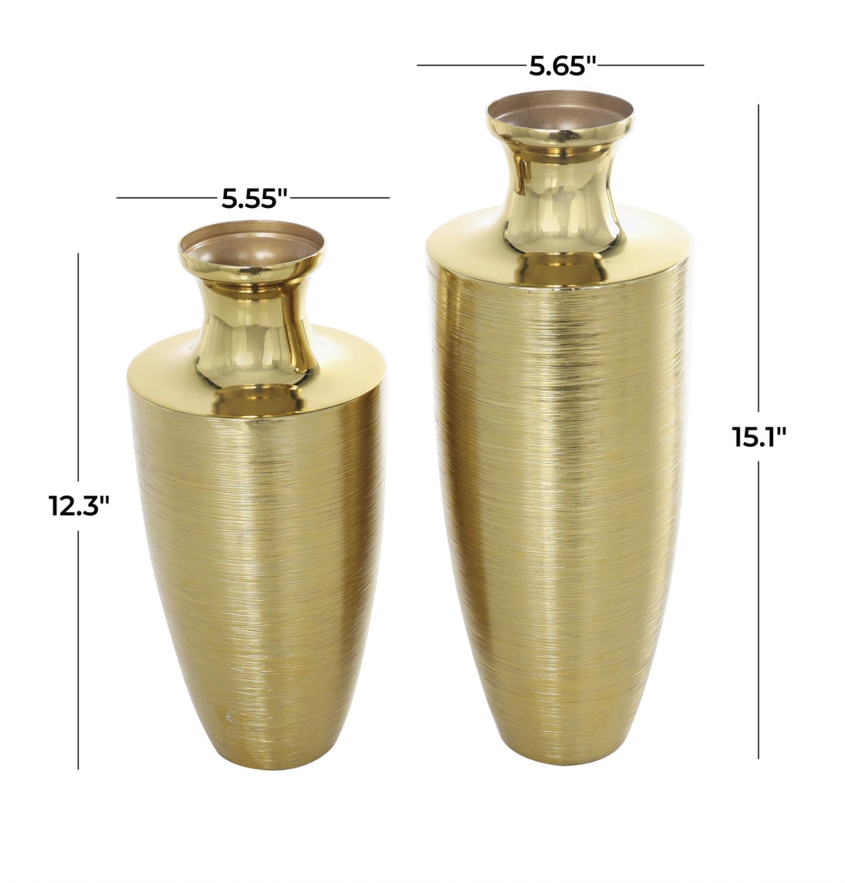 Gold Aluminum Brushed Vase (Various Sizes)