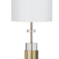 Gold Metal & Crystal Table Lamp w/Cream Shade