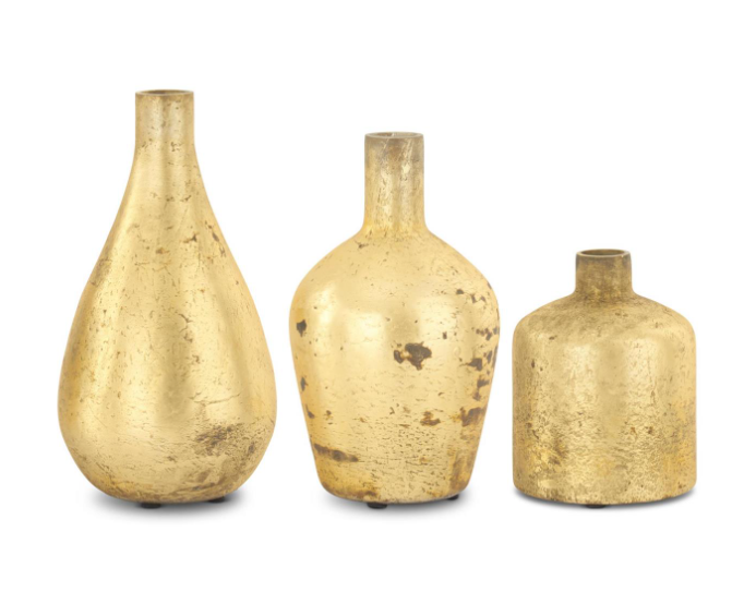Antique Gold Matte Glass Bottle Vase (Grad Sizes)