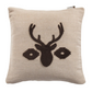 Aztec Deer Bust Embroidered Burlap Throw Pillow