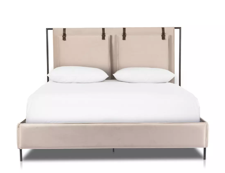 Leigh Queen Upholstered Bed, Velvet Sand