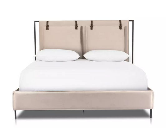 Leigh Queen Upholstered Bed, Velvet Sand