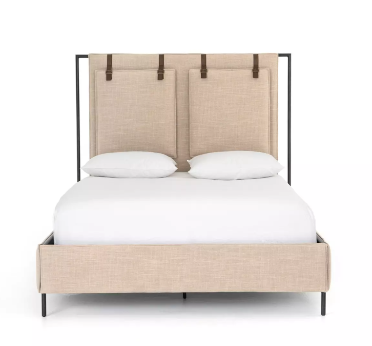 Leigh Queen Upholstered Bed, Palm Ecru