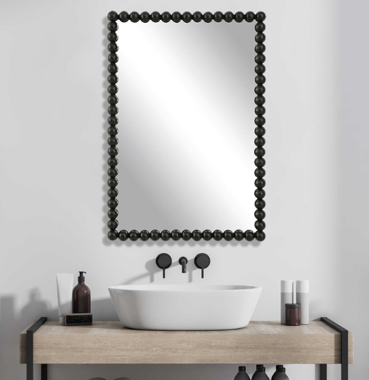 Serna Black Beaded Mirror