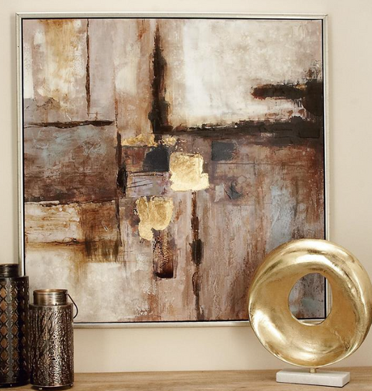 Brown Abstract Framed Canvas