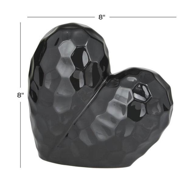 Black Porcelain Glam Heart Sculpture