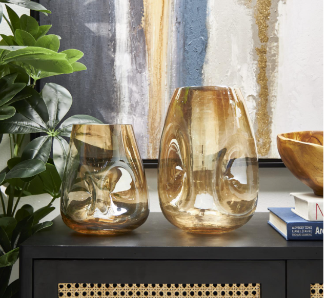 Gold Glass Concaved Iridescent Vase (Various Sizes)