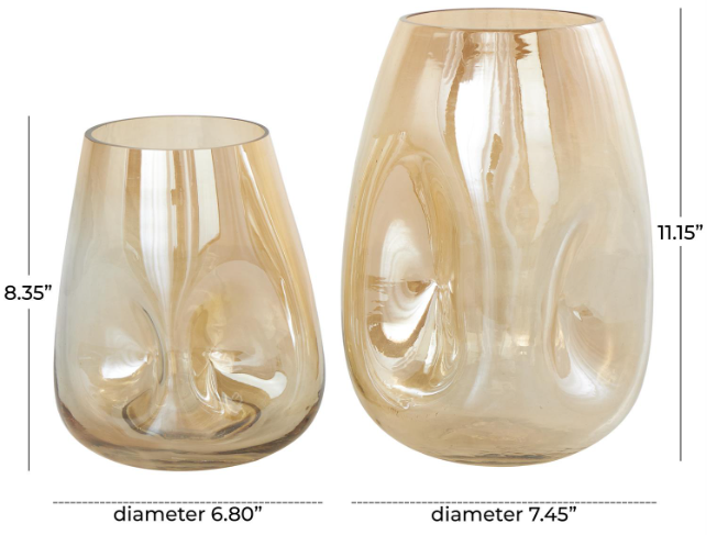 Gold Glass Concaved Iridescent Vase (Various Sizes)