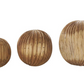 Brown Teak Wood Hand Carved Orbs, Set of 3