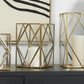 Gold Geometric Diamond Patterned Lanterns (Various Sizes)