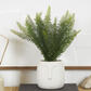 Green Faux Foliage Artificial Plant w/White Ceramic Pot