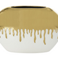 White Ceramic Vase w/ Gold Drips
