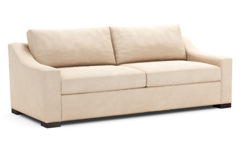 Rivera Small Sofa Sloped Arm, Forever Fabric Parchment