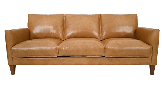 Bruno Leather Sofa, Dallas Saddle
