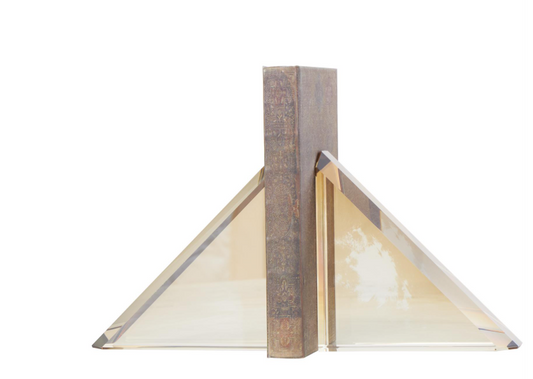 Gold Crystal Pyramid Bookends, Set of 2