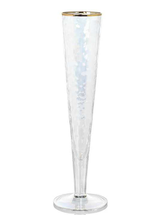 Aperitivo Slim Champagne Flute, Luster w/Gold Rim