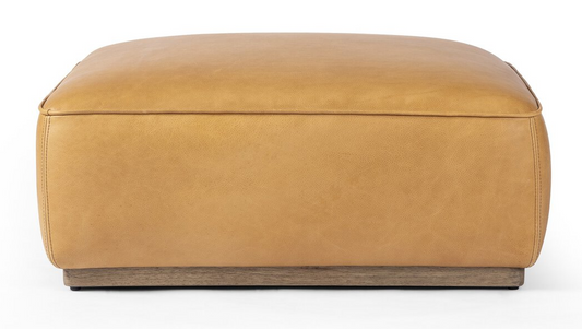 Leather Sinclair Square Ottoman, Butterscotch