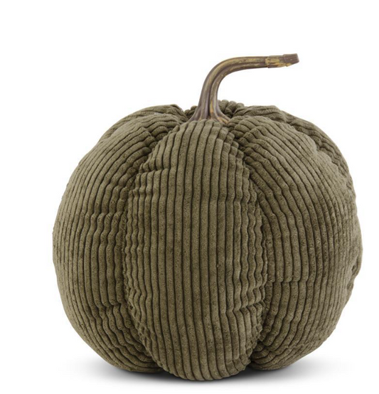 8.25" Khaki Green Corduroy Pumpkin