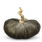 10" Green Velvet Stuffed Pumpkin w/ Gold Stem