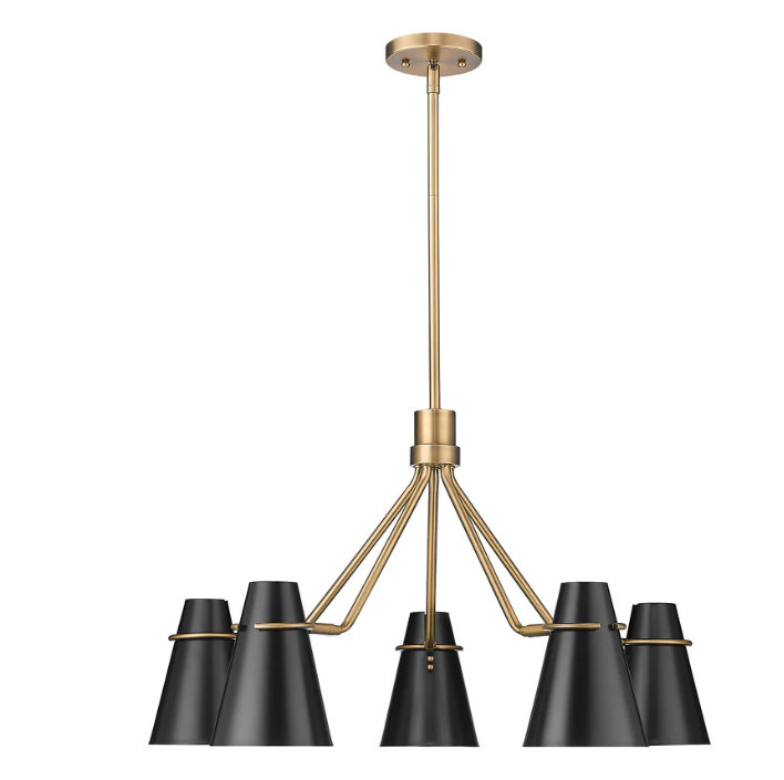 Reeva 5 Light Chandelier, Black & Gold