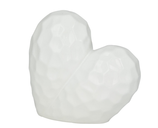 White Porcelain Glam Heart Sculpture