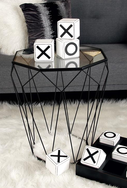 Black Metal Contemporary Accent Table