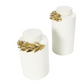 White Ceramic Canisters w/Pattern & Gold Flowers, Set of 2