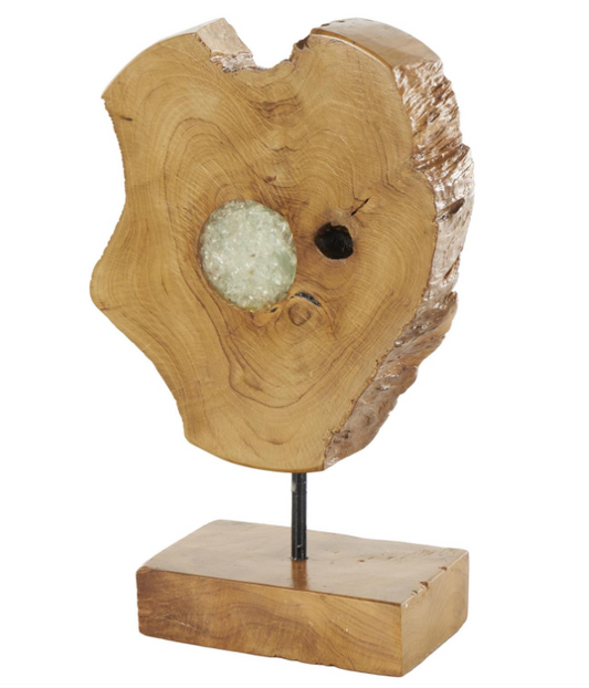 Brown Teak Wood Resin Abstract Sculpture