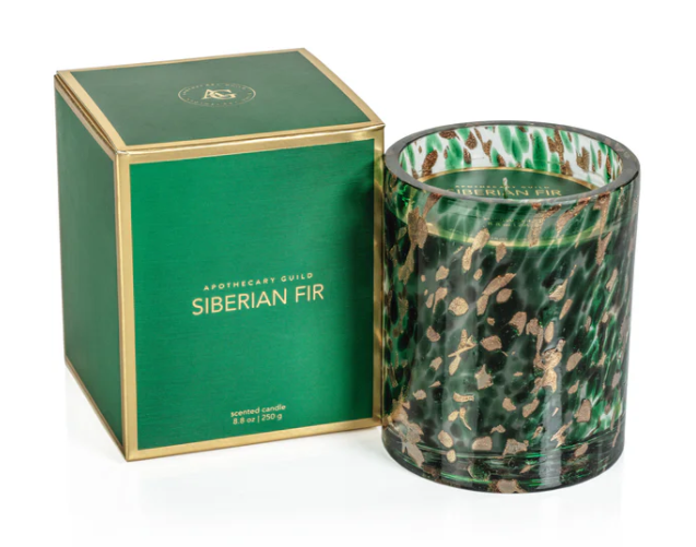 Spangled Glass Candle 8.8oz (Green/Gold)