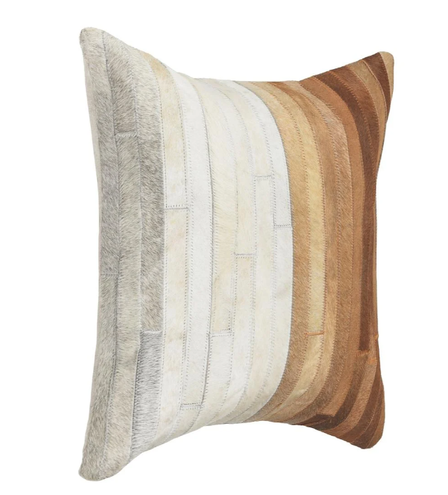 Meru Hide Pillow, Tan/Multi