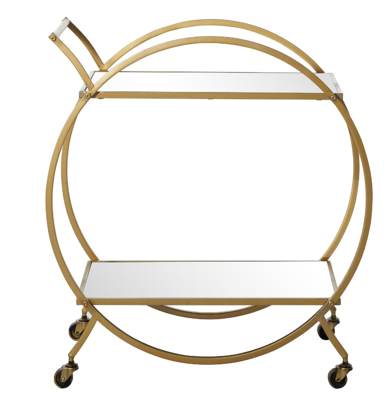 Round Gold Metal Rolling Cart