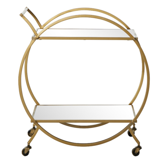 Round Gold Metal Rolling Cart