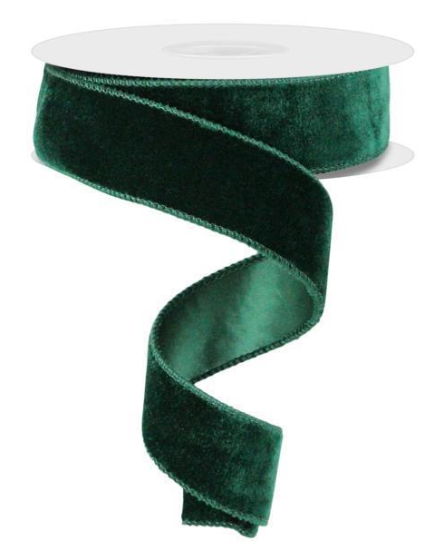 Deluxe Velvet/Satin Back Ribbon, Hunter Green