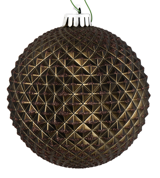 4" Gunmetal Durian Glitter Ball Ornament