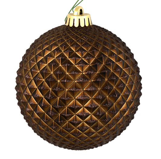 4" Chocolate Durian Glitter Ball Ornament